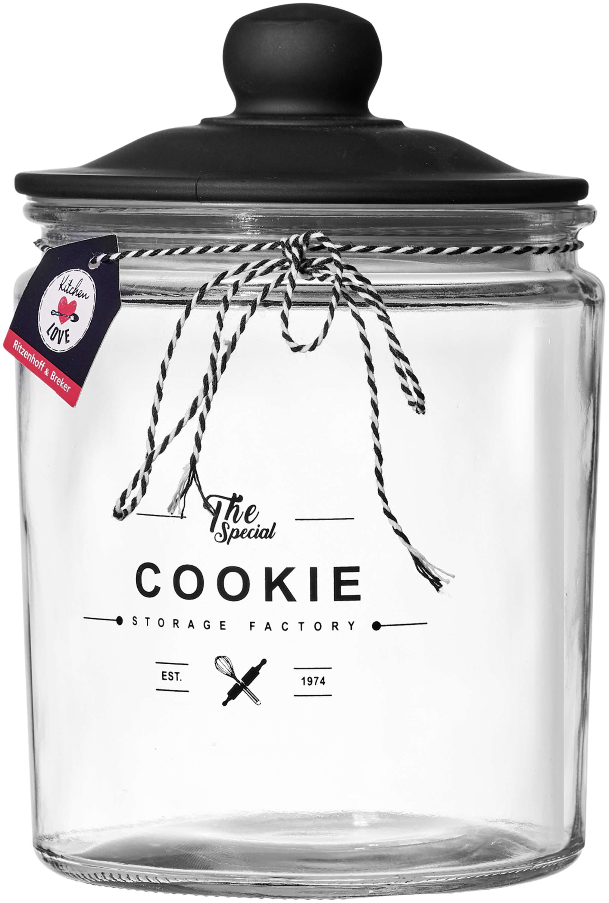 mit Glasdeckel in schwerer Qualität Cookie Jar 2,8 l Inhalt Cookie Glas ca 